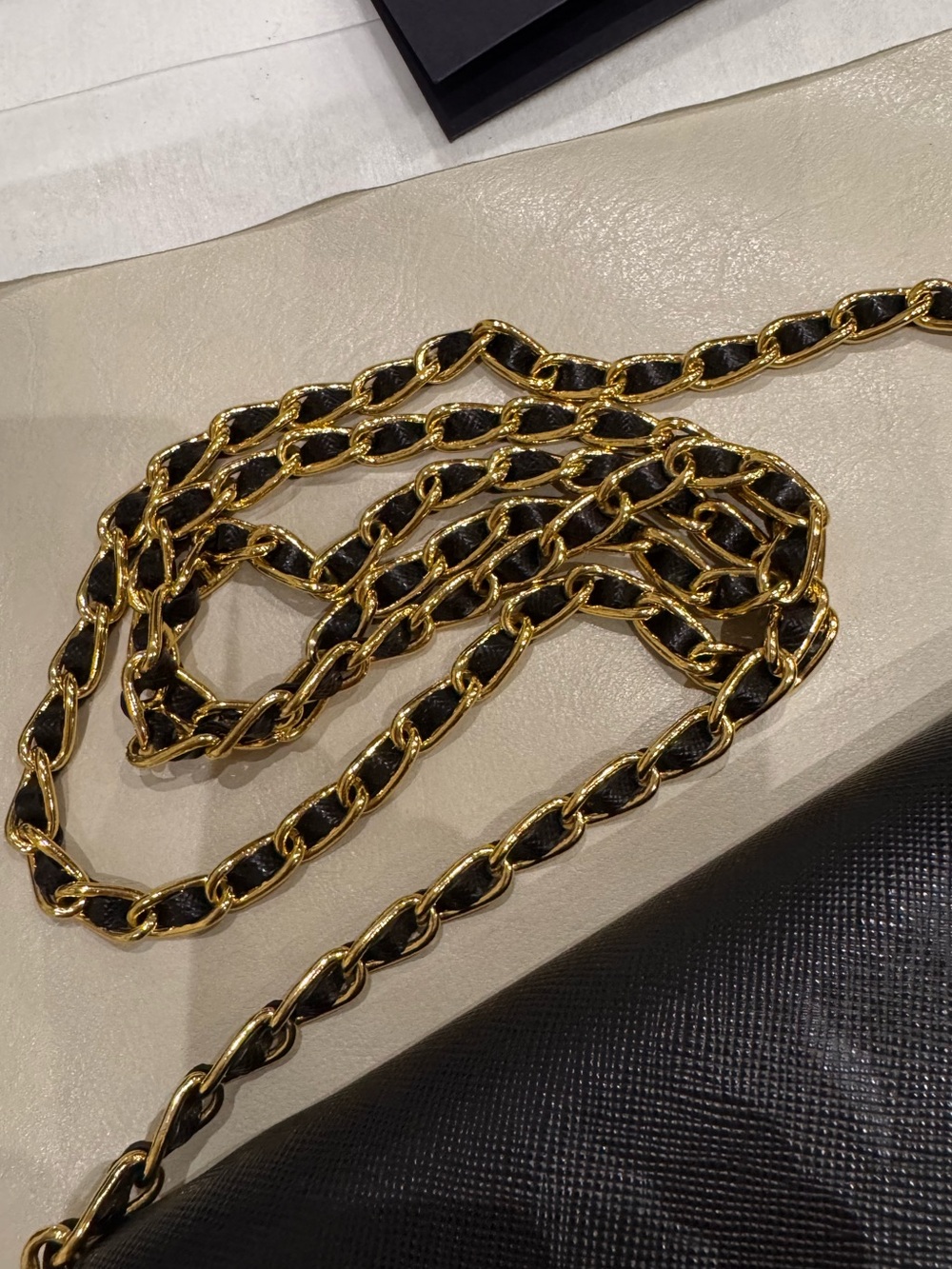 [Authentic] Prada Black Saffiano Leather Wallet on Chain with Gold Hardware - Picture 4 of 15